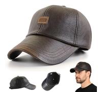 Genérico Warm Leather Baseball Caps, PU Leather Flat Top Warm Baseball Cap - Thick Fleece Lining for Winter Outdoor (Dark Brown)