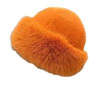 Generico Warm Women's Winter Fluffy Bucket Hat - Plush Fisherman cap for Cold Snowy Days, naranja, M