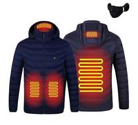 Genérico Warmzee Heated Jacket, Self-Heating Jacket for Women Men, 4 Heating Zones & 3 Adjustable Heat Levels,Washable (Blue,XXL)