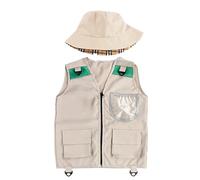 Genérico Washable Kids Vest - Polyester Fishing Outdoor Vest with Hat, Multi-Pocket Design | Adventure Playwear Suitable Park Zoo Jungle Hike Camping Party Pretend Play Exploration Use