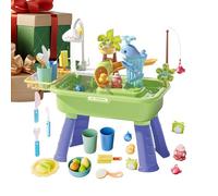 Genérico Wasserspieltisch für Kinder 54x29x53cm | 4-in-1 Angelspiel-Set mit Wasserpumpe | Fließendes Wasser Spielbecken für & Mädchen, Outdoor Sommer & Strandspiel, ABS