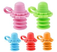 Genérico Water Bottle Topper, Spill-Proof Silicone Spout Lids, 1.97 Inches Vast Application, Soft Mouth Protection, 5-Piece Leakproof Set for Toddler, Travel, Road Trips, School, and Picnic Use