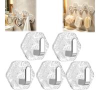 Genérico Water Ripples Hexagonal Self Adhesive Hooks, Square No Drill Bathroom Kitchen Wall Hook, Glacier Heavy Duty Waterproof Adhesive for Towels,Keys & Homes Decor