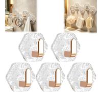 Genérico Water Ripples Hexagonal Self Adhesive Hooks, Square No Drill Bathroom Kitchen Wall Hook, Glacier Heavy Duty Waterproof Adhesive for Towels,Keys & Homes Decor