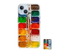 Genérico Watercolor Paint Box Phone Case, Colorful Retro Paints Paintbrush Creative Clear Protective Cover for iPhone 16/15/14/13/12Pro MAX, Funny Phone Cover (16Pro)