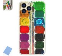 Genérico Watercolor Paint Pallete Paintbox Phone Case for iPhone, Colorful TPU Bumper Hard Back Slim Shockproof Phone Case Cover, Girly Protective iPhone Cover with Design (iPhone 13 Mini)