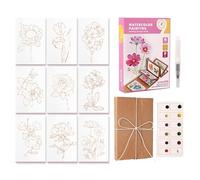 Genérico Watercolor Pocket Set - Mini Art Workbook, Beginner Painting Kit, Travel Supplies | Outdoor Journal Desktop Family Artists Adults Creative Drawing Accessories for Travel Sketching Painting