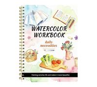 Genérico Watercolor Workbook for Beginners, Daily Life Theme Painting Book | Héavyweight 200GSM Cold-Pressed Paper Pages with Step-by-Step Color Mixing Guides, Large Format Beginner-Friendly