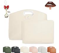 Genérico Waterproof Leather 14-16 in 2 PCS Laptop Bag for Women Handbag, Work Tote Bag Briefcase, Waterproof Leather Briefcase (White)