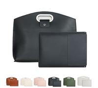 Genérico Waterproof Leather 14-16in 2PCS Laptop Bag for Women Handbag, 2PCS Women's Laptop Tote Bag Set for Woman (Black)