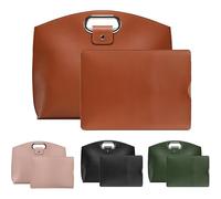Genérico Waterproof Leather 14-16In 2PCS Laptop Bag for Women Handbag iPad Cases, Work Tote Bag Briefcase (Brown)