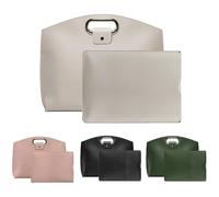 Genérico Waterproof Leather 14-16In 2PCS Laptop Bag for Women Handbag iPad Cases, Work Tote Bag Briefcase (Milky White)