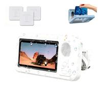 Genérico Waterproof Phone Case with Built-in Bluetooth Speaker, Shower Holder 360° Rotation & Suction Cup Mount, Touch Screen Compatible 4-10 Inch Cell Phones (White)