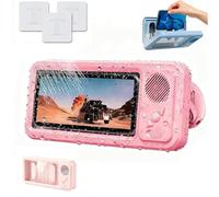 Genérico Waterproof Phone Case with Built-in Bluetooth Speaker, Shower Holder 360° Rotation & Suction Cup Mount, Touch Screen Compatible 4-10 Inch Cell Phones (Pink)