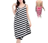 Genérico Wearable Bath Towel Super Absorbent Towel Wrap with Straps, Wearable Bath Towels for Women, Soft and Super Absorbent (Black and White Stripes,Large)