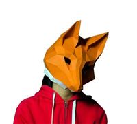 Genérico Wearable Fox Head Cover Paper Model Mask Animal Cosplay 3D DIY Papercraft Origami Headgear Halloween Masked Ball Prom Party Gift