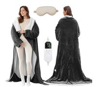 Genérico Wearable Heated Blanket with Sleeves & Foot Pockets,Machine Washable Full Body Heating Robe for Women & Men,Home,Office Use (Dark grey, 127 * 177cm/50 * 70in)