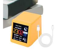 Genérico Weather Station Clock,3.5x4.8x4 Small Digital Weather Forecast - Effortless Time Management Home Humidity Monitor Rechargeable Date Time Portable Desktop Smart Control Alarm For Wall Desk