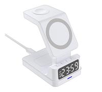 Genérico Wecker-Ladestation - Digitaler Wecker mit Kabelloser Aufladung | 15W Magnetische Telefonladestation mit DREI Kabellosen Ladestationen | Für Reisen Geschäftsreisen Arbeitsbereich Zuhause