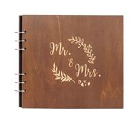 Genérico Wedding Guest Book - Spiral Binding Wood Cover Registry Guestbook, Wedding Sign in Book, Reinforced Natural Grain Timber, Manual Script Archival Documentation, Perfect for Memory