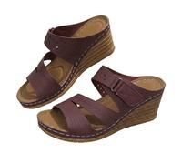 Genérico Wedge Platform Sandals for Women 2026 Dressy Comfortable Casual Open Toe Slip on Espadrilles Orthopedic Shoes Boho Beach Vacation Slippers (Wine Red,42)