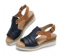 Genérico Wedge Sandals for Women Womens Espadrilles Wedges Summer Dressy 2026 Open Toe Ankle Strap Espadrilles Sandals Slipper Outdoors Slip-on Platform Dressy Summer Dress Shoes (Blue,37)