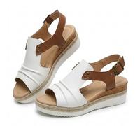 Genérico Wedge Sandals for Women Womens Espadrilles Wedges Summer Dressy 2026 Open Toe Ankle Strap Espadrilles Sandals Slipper Outdoors Slip-on Platform Dressy Summer Dress Shoes (White,43)
