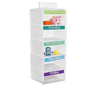 Genérico Weekly Clothes Organizer For Kids - 5-Shelf Clothing Storage | Hangable Clothes Organizer For Children's Room Home Closet Wardrobe Door School Classroom Dorm Baby Teen
