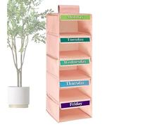 Genérico Weekly Clothes Organizer For Kids - Weekly Clothes Organizer | 5-Shelf Clothing Storage For Children's Room Home Closet Wardrobe Door School Classroom Dorm Teen