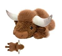 Genérico Weighted Cow Plush, Realistic Cattle Toy, 11.8x6.3 Inches Soft Pillow with Heavy Fill, Lying Stuffed Animal, Farmhouse Plush with Spotted Pattern, Hugging Toy for Nursery Bedroom