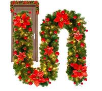 Genérico Weihnachtskranz - 2,7 m Langer, Leichter langlebiger künstlicher Weihnachtskranz für Die Haustür | Für drinnen draußen, Wände, Veranden, Geländer, Bauernhäuser, Zuhause, Partys als Fenster