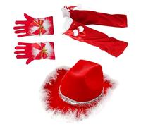 Generico Weihnachtsmützen Für Erwachsene, Weihnachtsmannkostüm | Rote Outfits Weihnachtsmütze - Kostümset, 3x Rotes Weihnachtsmann-Cosplay-Kostüm Für Geburtstag, Weihnachten