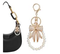 Genérico Weiß Strass Schleife Schlüsselanhänger - Süße Elegante Ästhetische Dekoration | Ästhetische Accessoires Handtasche - Für Modebewusste Mädchen Rucksack Handtasche Schlüsselbund Geldbörse