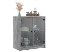 Genérico wenjingqi Armario Auxiliar Puertas de Vidrio Gris Sonoma 68x37x75,5 cm,836425