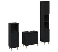 Genérico wenjingqi Conjunto de Muebles de Baño de 3 Piezas Roble Negro Madera Construida,3333088