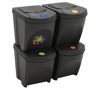 Genérico wenjingqi Cubos de basura apilables 4 uds polipropileno gris 100 L,152200