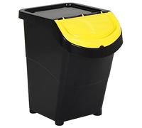 Genérico wenjingqi Cubos de basura apilables con tapa 3 uds PP negro 120 L,364071