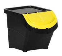Genérico wenjingqi Cubos de basura apilables con tapa 3 uds PP negro 78 L,364069