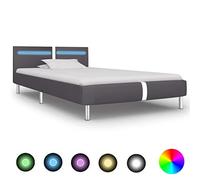 Genérico Wenjingqi Estructura de Cama con LED sin colchón Cuero Gris 90x200 cm, Gris 280856