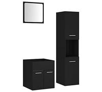Genérico Wenjingqi Juego de Muebles de baño Madera de ingeniería Negro, Negro 3070947