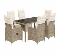 Genérico Wenjingqi Set de Mesa y sillas jardín 7 pzas con Cojines ratán PE marrón, Marrón 3277212