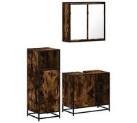 Genérico Wenjingqi Set de Muebles baño 3 pzas Madera contrachapada Roble Ahumado, Marrón 3300967