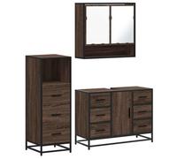 Genérico Wenjingqi Set de Muebles baño 3 pzas Madera contrachapada Roble marrón, Marrón 3301054