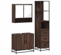 Genérico Wenjingqi Set de Muebles baño 3 pzas Madera contrachapada Roble marrón, Marrón 3301159