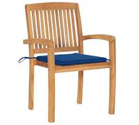 Genérico wenjingqi Sillas de jardín 2 uds Madera de Teca con Cojines Azul Royal,3063262