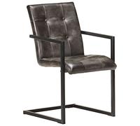 Genérico Wenjingqi Sillas voladizas Comedor 2 uds Cuero auténtico Gris Envejecido, Gris 321850