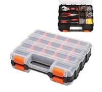 Genérico Werkzeugkoffer | Doppelseitige 34-Fach Klarsicht | -Mit Transparentem Deckel,Für Werkstatt Garage Zuhause Hardware Schrauben Muttern Bohrer Kleinteile