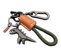 Genérico Weseecase Keychain, Aluminum Alloy Dinosaur Charm Paired with a Hand-Woven Bracelet, Double Online Appearance And Durability, Metal Mini Dinosaur Keychain (Black-C)