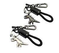 Genérico Weseecase Keychain,Aluminum Alloy Dinosaur Charm Paired with a Hand-Woven Bracelet,Metal Mini Dinosaur Keychain (2PCS*A)
