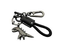 Genérico Weseecase Keychain,Aluminum Alloy Dinosaur Charm Paired with a Hand-Woven Bracelet,Metal Mini Dinosaur Keychain (A)